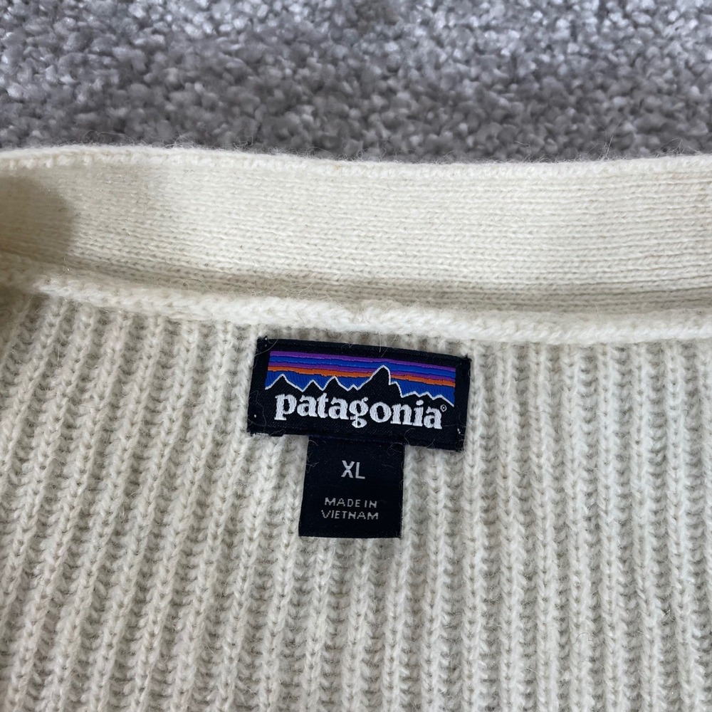 Patagonia Cardigan Sweater Womens Extra Large Recycled Wool Blend Ribbed Ivory - Picture 3 of 13